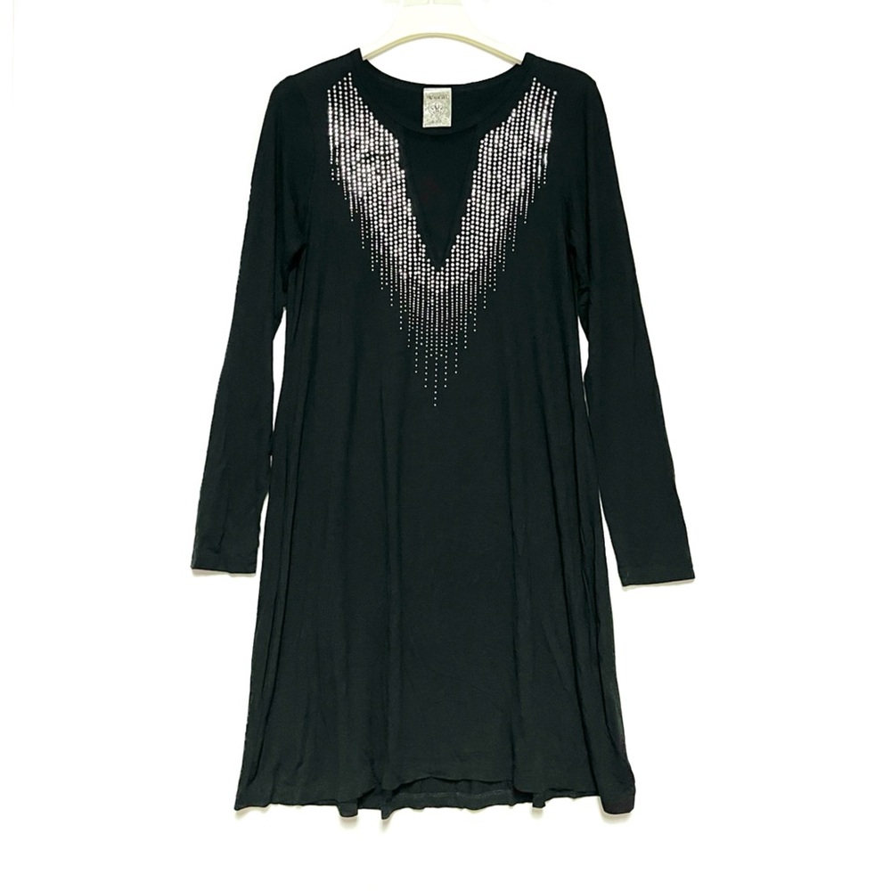 Vocal Womens Embellished Dress Size Large Mesh Vneck Cocktail Party LBD NYE USA